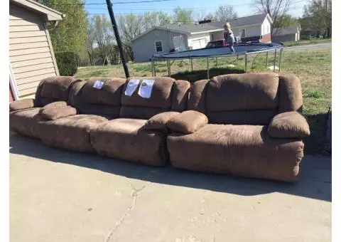 Reclining couch and oversized chairs